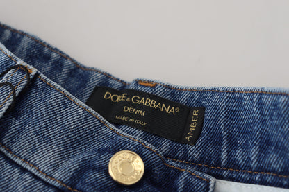 Dolce &amp; Gabbana Blue Tattered Skinny Denim-Baumwolljeans