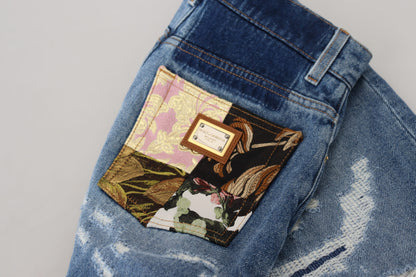 Dolce &amp; Gabbana Blue Tattered Skinny Denim-Baumwolljeans