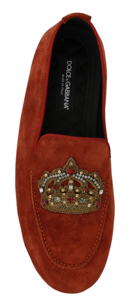 Dolce & Gabbana Elegant Orange Leather Moccasin Slippers