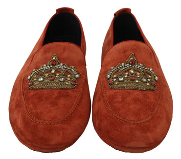 Dolce & Gabbana Elegant Orange Leather Moccasin Slippers