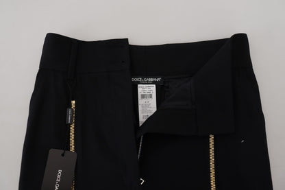 Schwarze, schmal zulaufende Hose aus Wolle von Dolce &amp; Gabbana mit hoher Taille