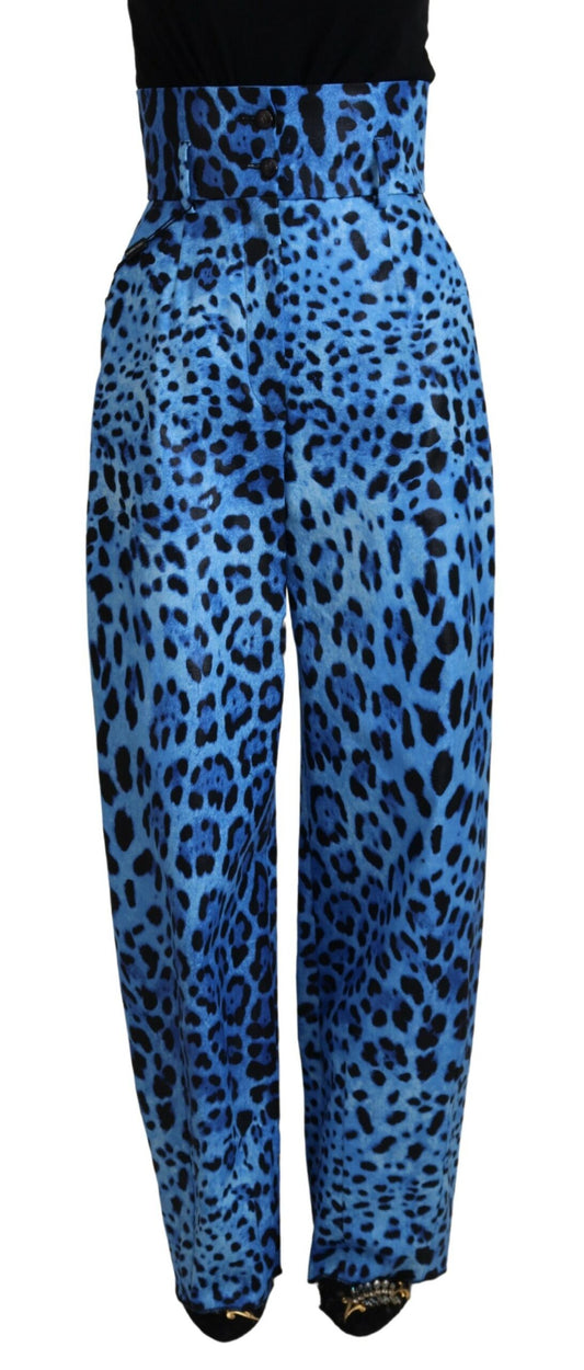 Blaue Hose mit hohem Bund und Leopardenmuster von Dolce &amp; Gabbana