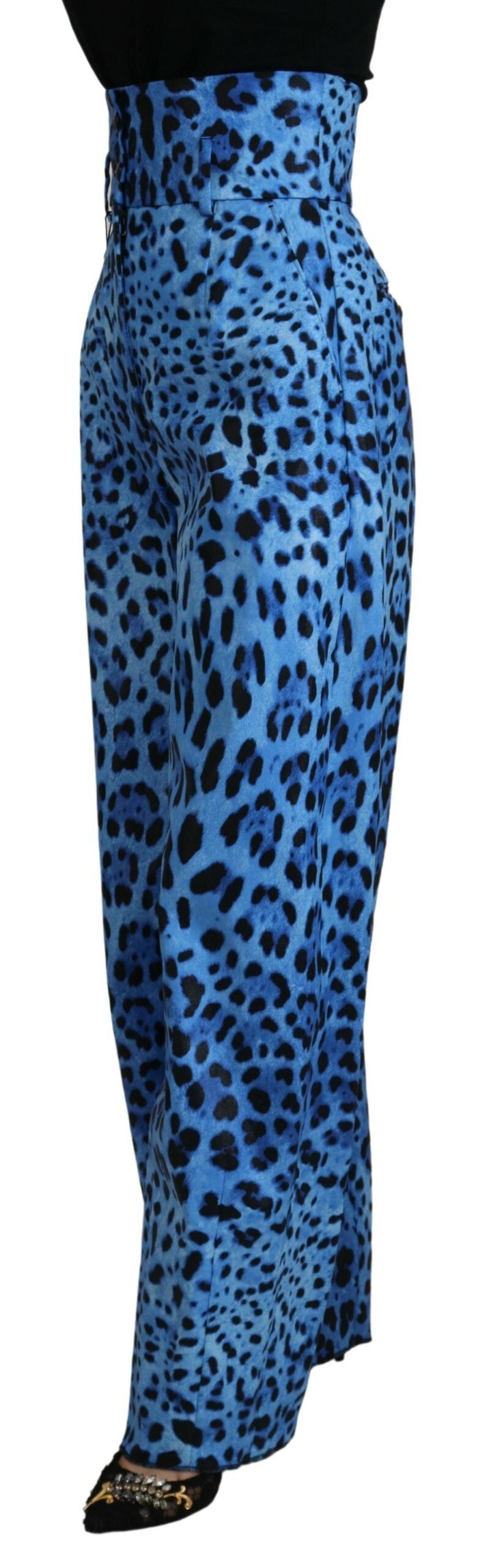 Blaue Hose mit hohem Bund und Leopardenmuster von Dolce &amp; Gabbana