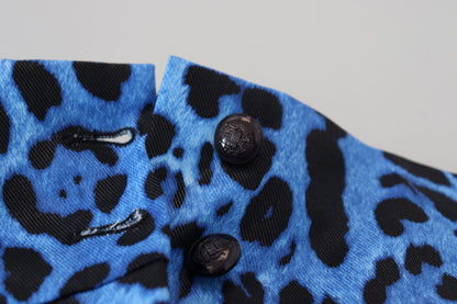 Blaue Hose mit hohem Bund und Leopardenmuster von Dolce &amp; Gabbana