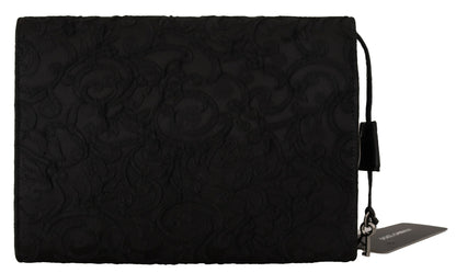 Dolce &amp; Gabbana Schwarze Aktentasche aus Jacquard-Leder