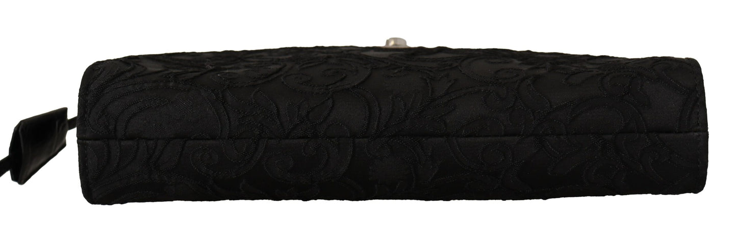 Dolce &amp; Gabbana Schwarze Aktentasche aus Jacquard-Leder