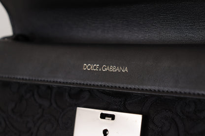 Dolce &amp; Gabbana Schwarze Aktentasche aus Jacquard-Leder