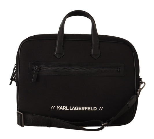 Karl Lagerfeld Laptop-Umhängetasche aus schwarzem Nylon