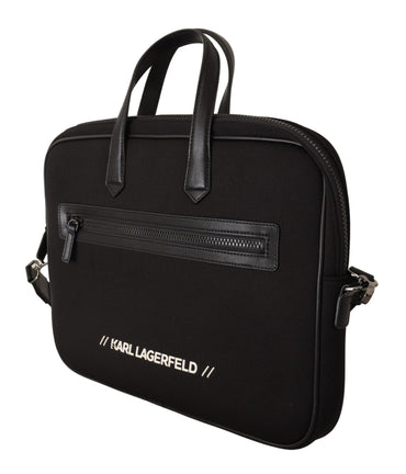 Karl Lagerfeld Laptop-Umhängetasche aus schwarzem Nylon