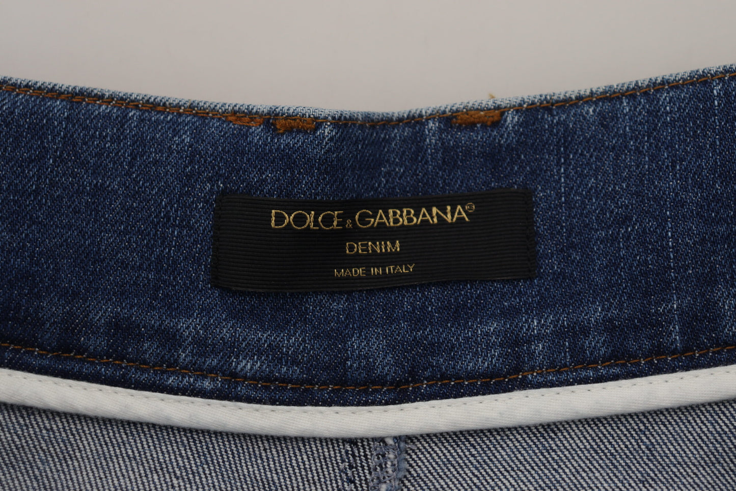 Dolce &amp; Gabbana Blaue Stretch-Jeans aus Denim-Baumwolle mit hoher Taille