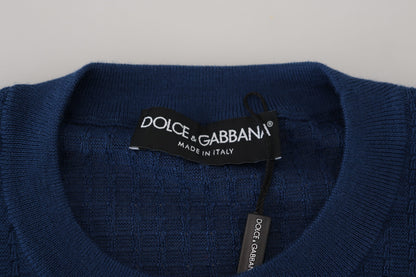 Blauer Rundhalspullover aus Kaschmir von Dolce &amp; Gabbana