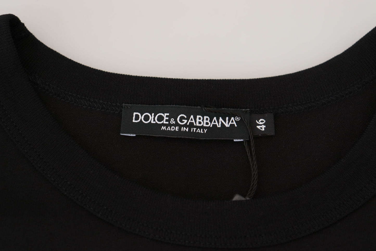 Dolce &amp; Gabbana Schwarzes Sneak Peek Kurzarm-T-Shirt aus Baumwolle