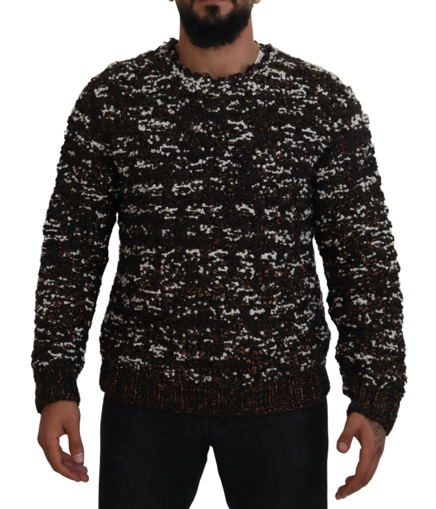 Dolce &amp; Gabbana Brauner Fatto A Mano-Pullover aus gestrickter Wolle