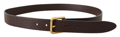 Dolce & Gabbana Elegant Brown Leather Belt with Gold Buckle