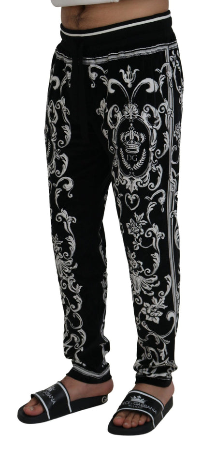 Dolce &amp; Gabbana Schwarze Baumwoll-Heritage-Jogginghose