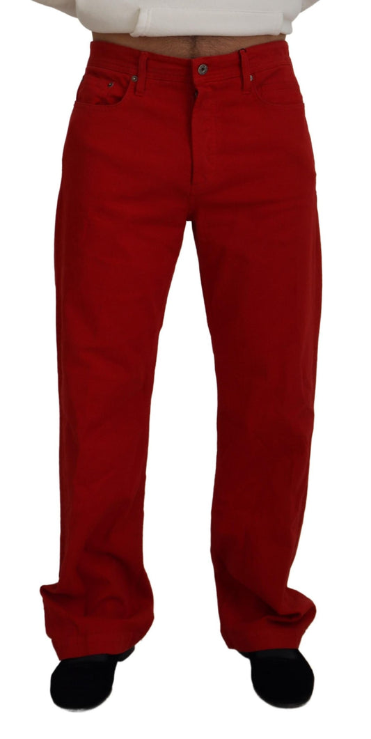 Dolce &amp; Gabbana Herren-Denimjeans aus roter Baumwolle mit gerader Passform