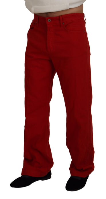 Dolce &amp; Gabbana Herren-Denimjeans aus roter Baumwolle mit gerader Passform