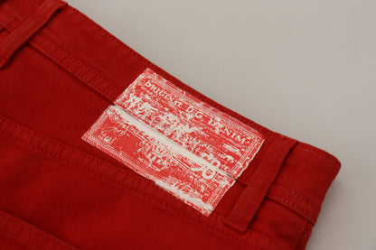 Dolce &amp; Gabbana Herren-Denimjeans aus roter Baumwolle mit gerader Passform