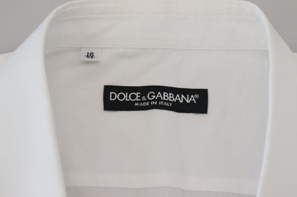 Dolce &amp; Gabbana Weißes langärmliges Herrenhemd aus Baumwolle