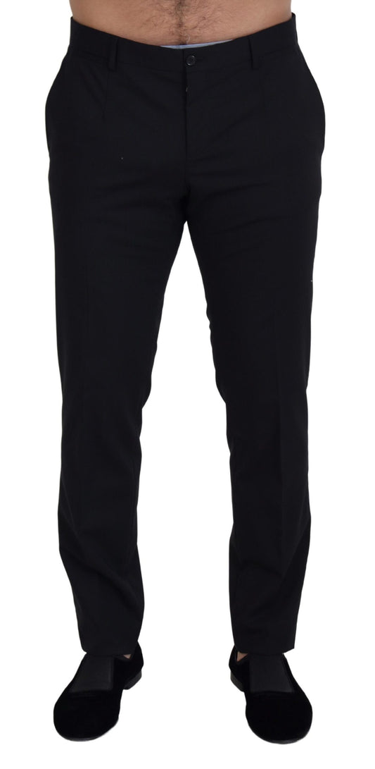 Dolce &amp; Gabbana Chino-Formelle Hose aus schwarzer Wolle