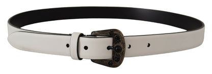 Dolce & Gabbana Elegant White Vitello Leather Belt