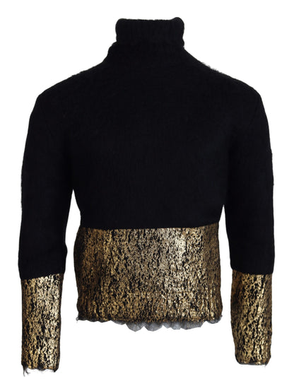 Dolce &amp; Gabbana Schwarzgold Rollkragenpullover aus Mohair für Herren