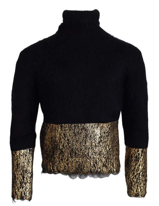 Dolce &amp; Gabbana Schwarzgold Rollkragenpullover aus Mohair für Herren