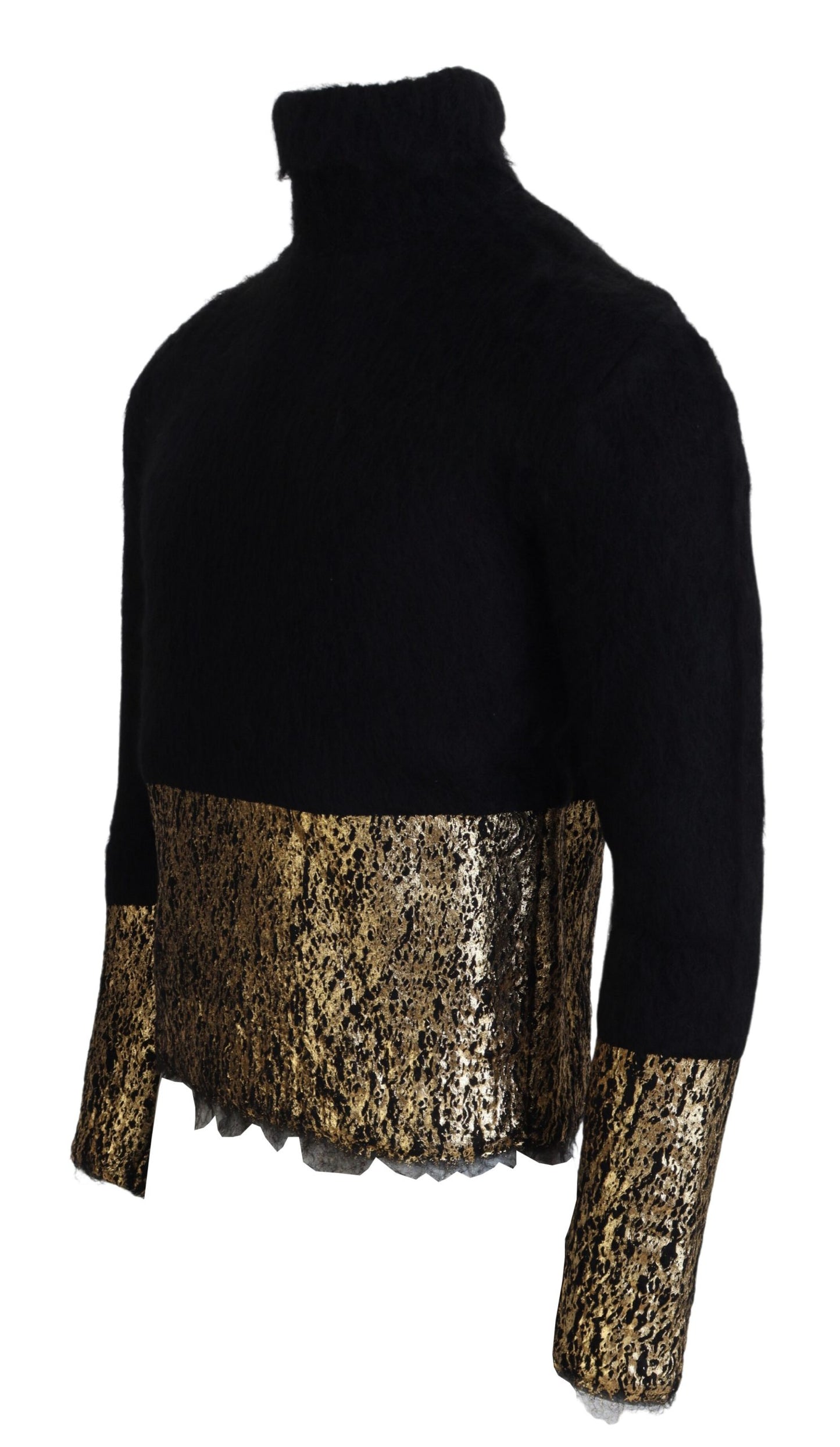 Dolce &amp; Gabbana Schwarzgold Rollkragenpullover aus Mohair für Herren