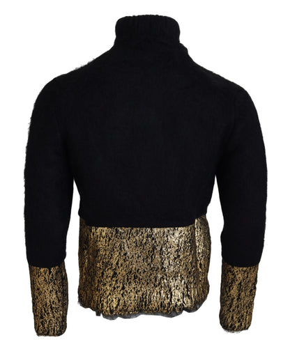 Dolce &amp; Gabbana Schwarzgold Rollkragenpullover aus Mohair für Herren