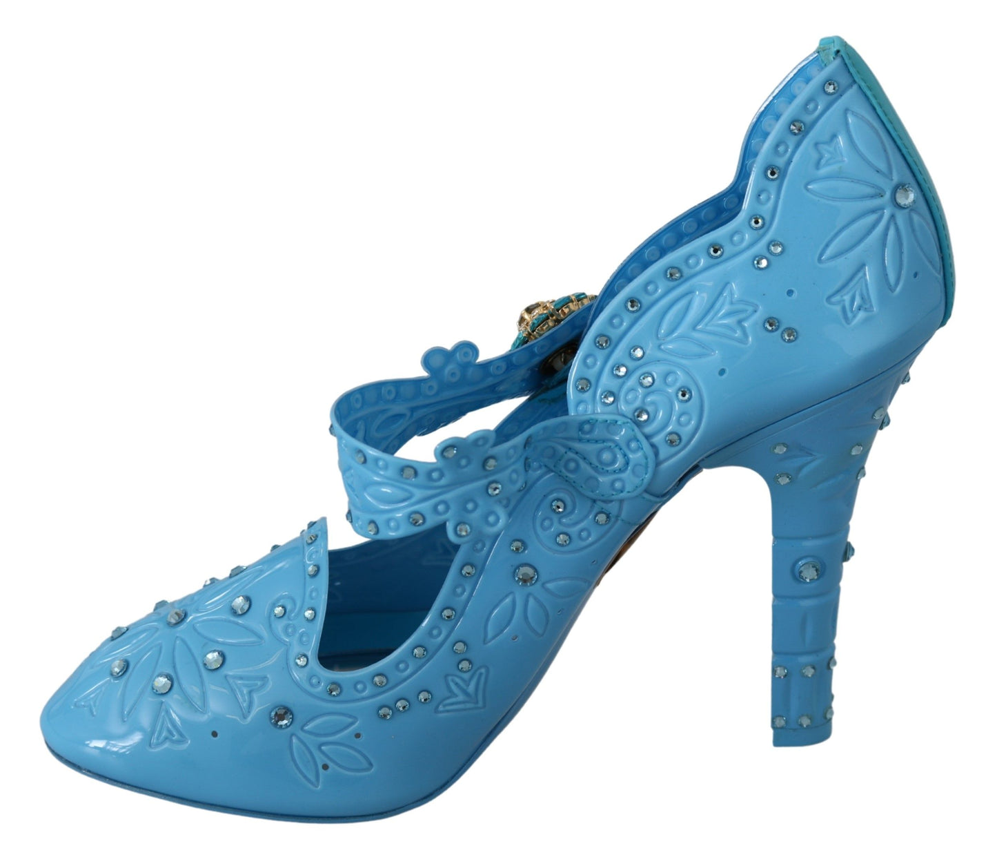 Dolce &amp; Gabbana Blue Floral Crystal CINDERELLA Heels Schuhe