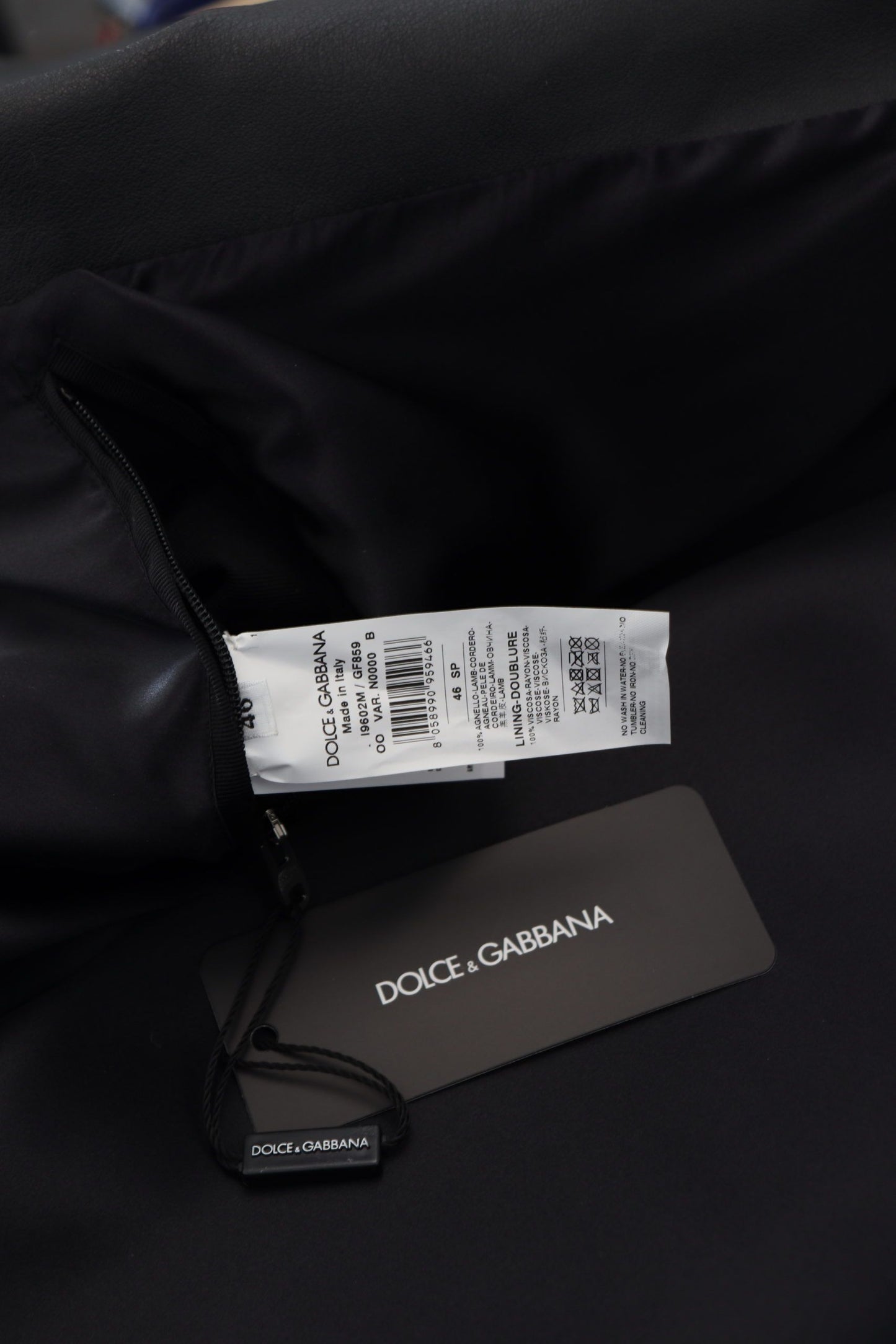 Dolce &amp; Gabbana Schwarze Leder-Bikermantel-Reißverschlussjacke