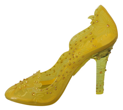 Dolce &amp; Gabbana Gelbe Blumenkristall-CINDERELLA-Absatzschuhe