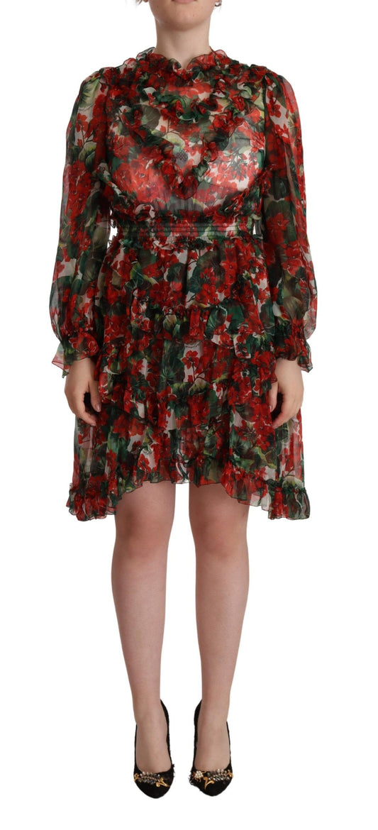 Mehrfarbiges langes Maxikleid aus Seide mit Blumenmuster von Dolce &amp; Gabbana