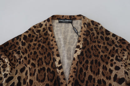 Dolce & Gabbana Elegant Leopard Wool Cardigan Sweater