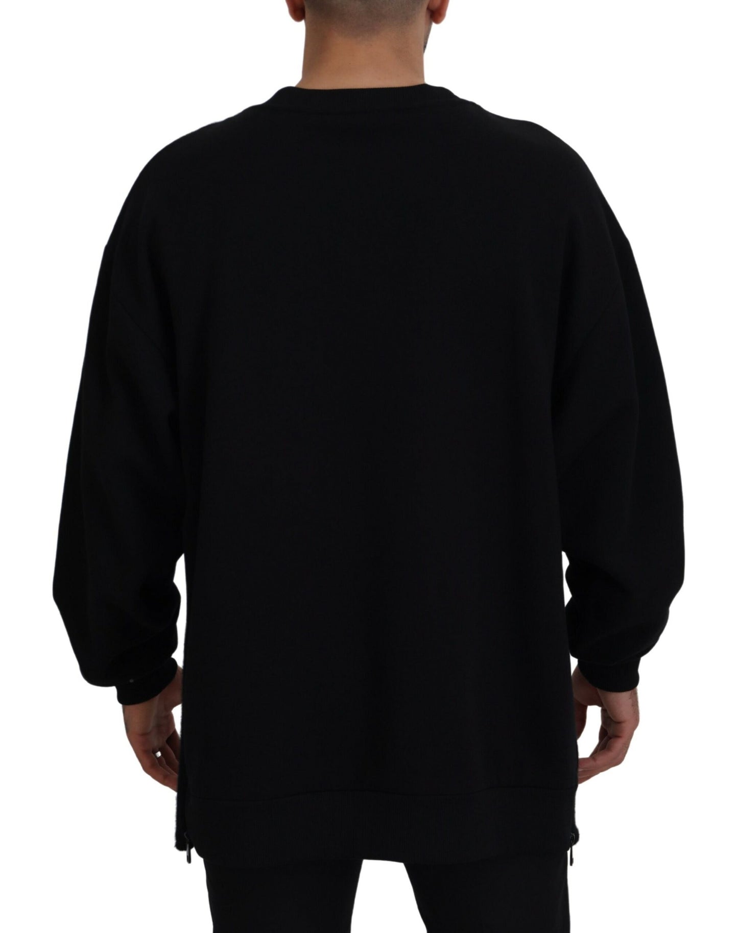 Dolce &amp; Gabbana Schwarzer Baumwollpullover mit DG-Logo