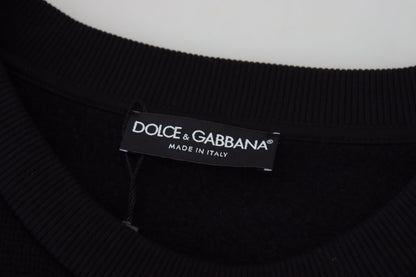 Dolce &amp; Gabbana Schwarzer Baumwollpullover mit DG-Logo