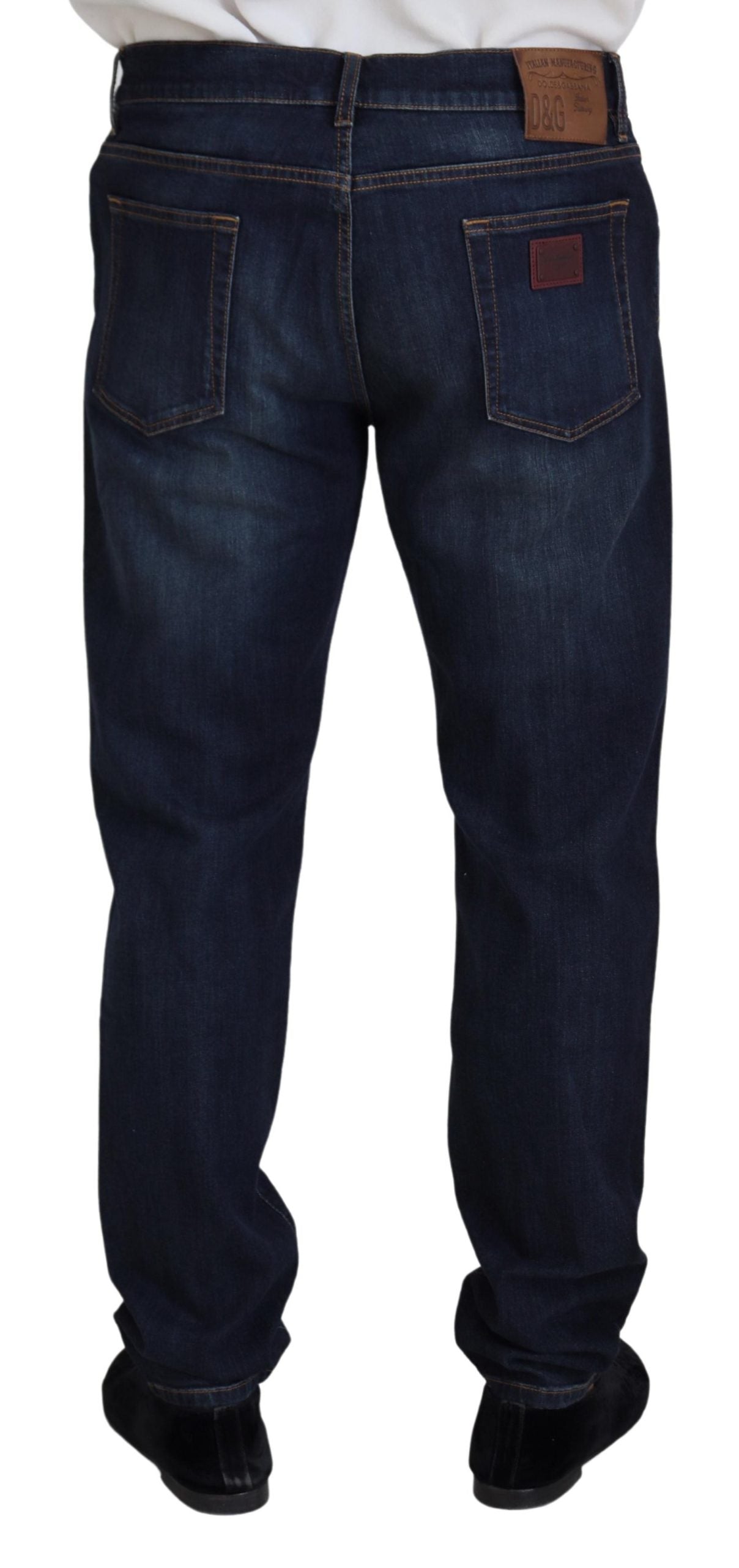 Dolce &amp; Gabbana Blaue, gerade geschnittene, lässige Denim-Jeans aus Baumwolle