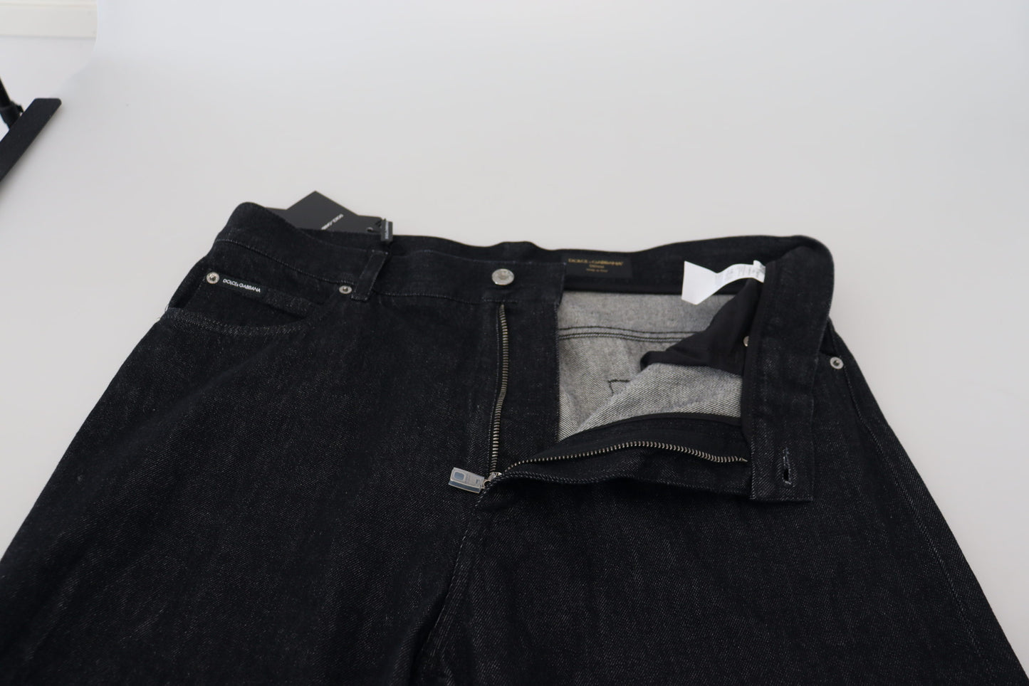 Dolce &amp; Gabbana Herren-Jeans aus schwarzem, gewaschenem Baumwoll-Denim