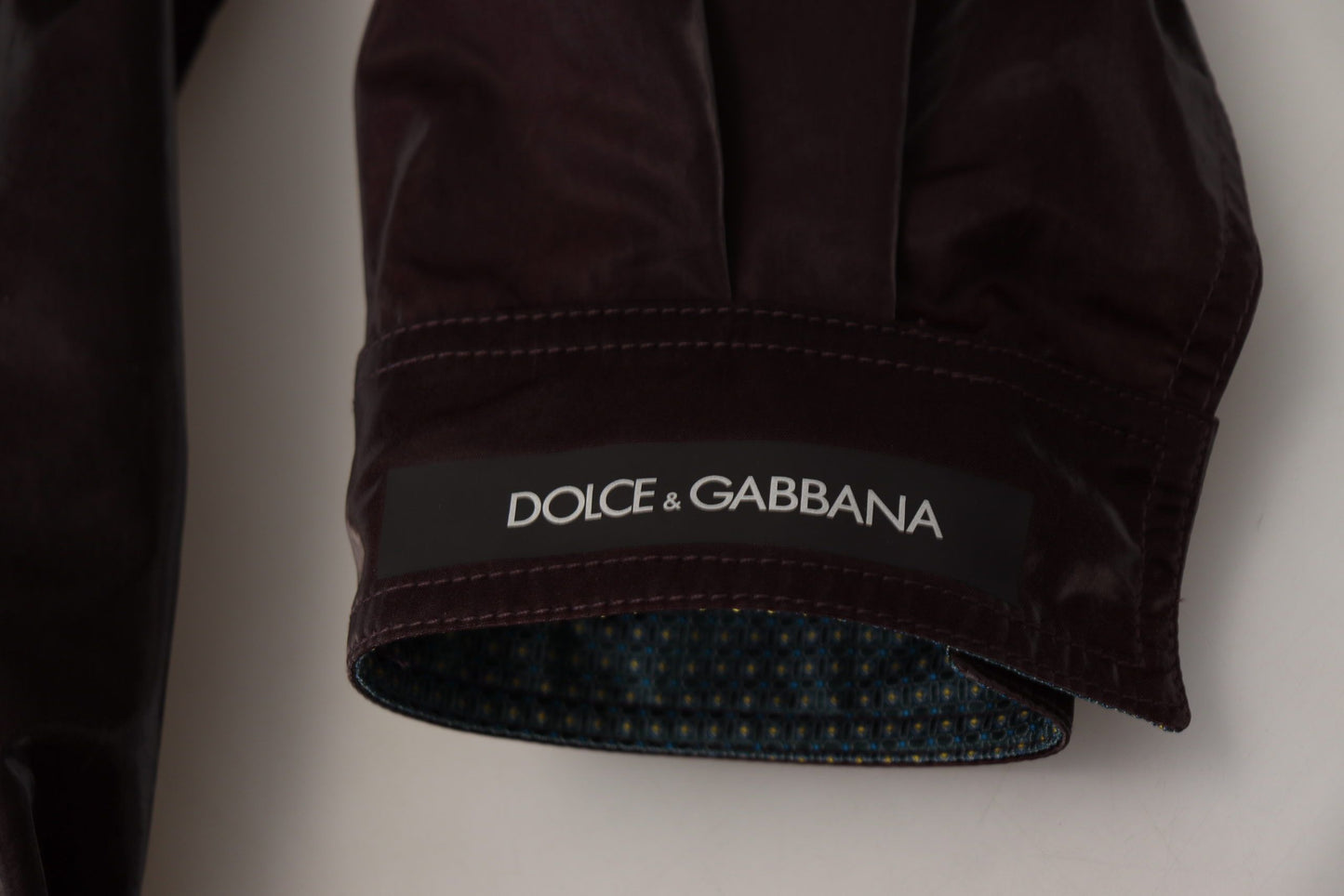 Dolce &amp; Gabbana Bordeauxfarbene Herrenmanteljacke aus Nylon mit Kragen