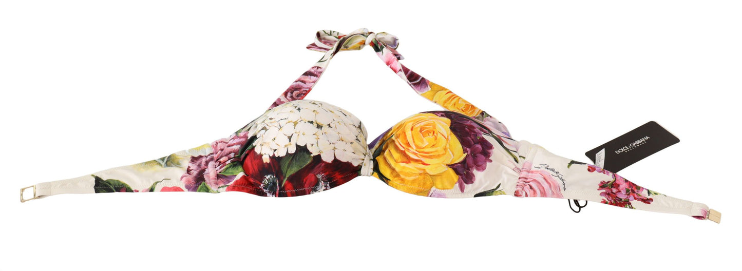 Mehrfarbiger Blumen-Badeanzug-Bikinioberteil von Dolce &amp; Gabbana