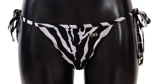 Dolce &amp; Gabbana Schwarz-weißer Zebra-Badeanzug, Bikinihose, Badebekleidung