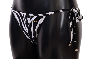 Dolce &amp; Gabbana Schwarz-weißer Zebra-Badeanzug, Bikinihose, Badebekleidung