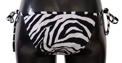 Dolce &amp; Gabbana Schwarz-weißer Zebra-Badeanzug, Bikinihose, Badebekleidung