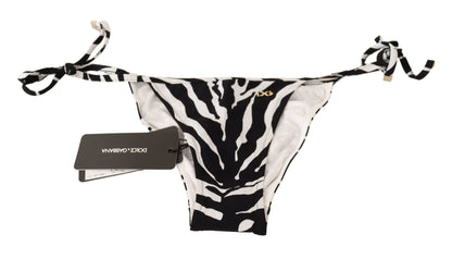 Dolce &amp; Gabbana Schwarz-weißer Zebra-Badeanzug, Bikinihose, Badebekleidung