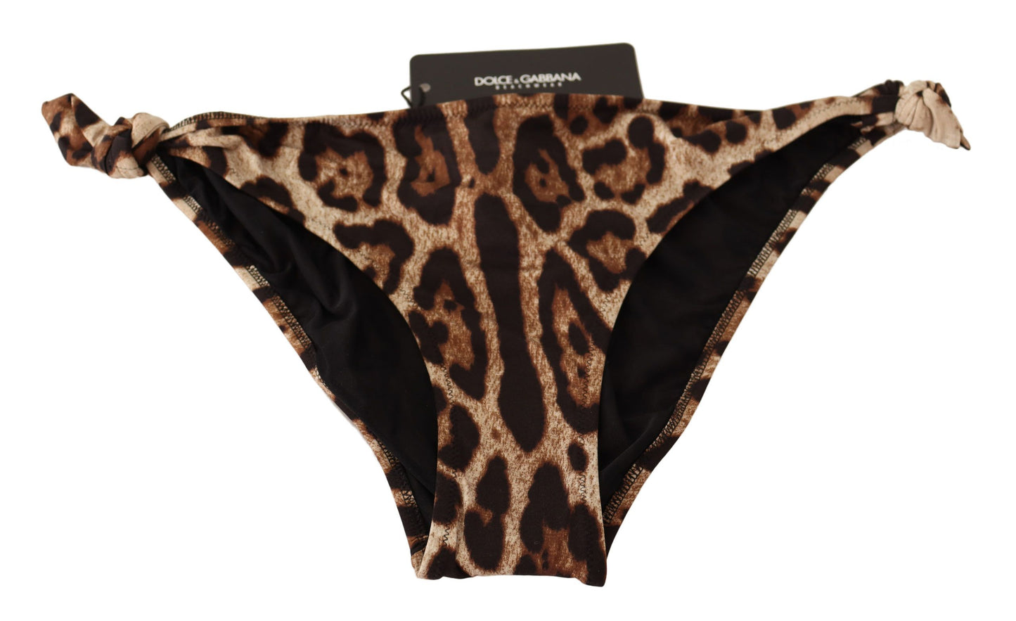 Dolce &amp; Gabbana Bikinihose, brauner Badeanzug mit Leopardenmuster und Badebekleidung