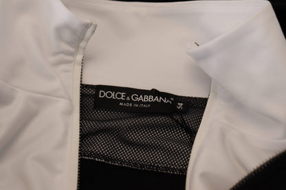 Dolce &amp; Gabbana Schwarze Polyester-Kapuzenjacke mit durchgehendem Reißverschluss