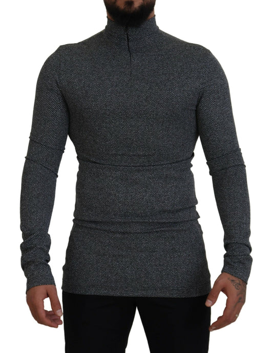 Dolce &amp; Gabbana Dunkelgrauer Rollkragenpullover aus Nylon