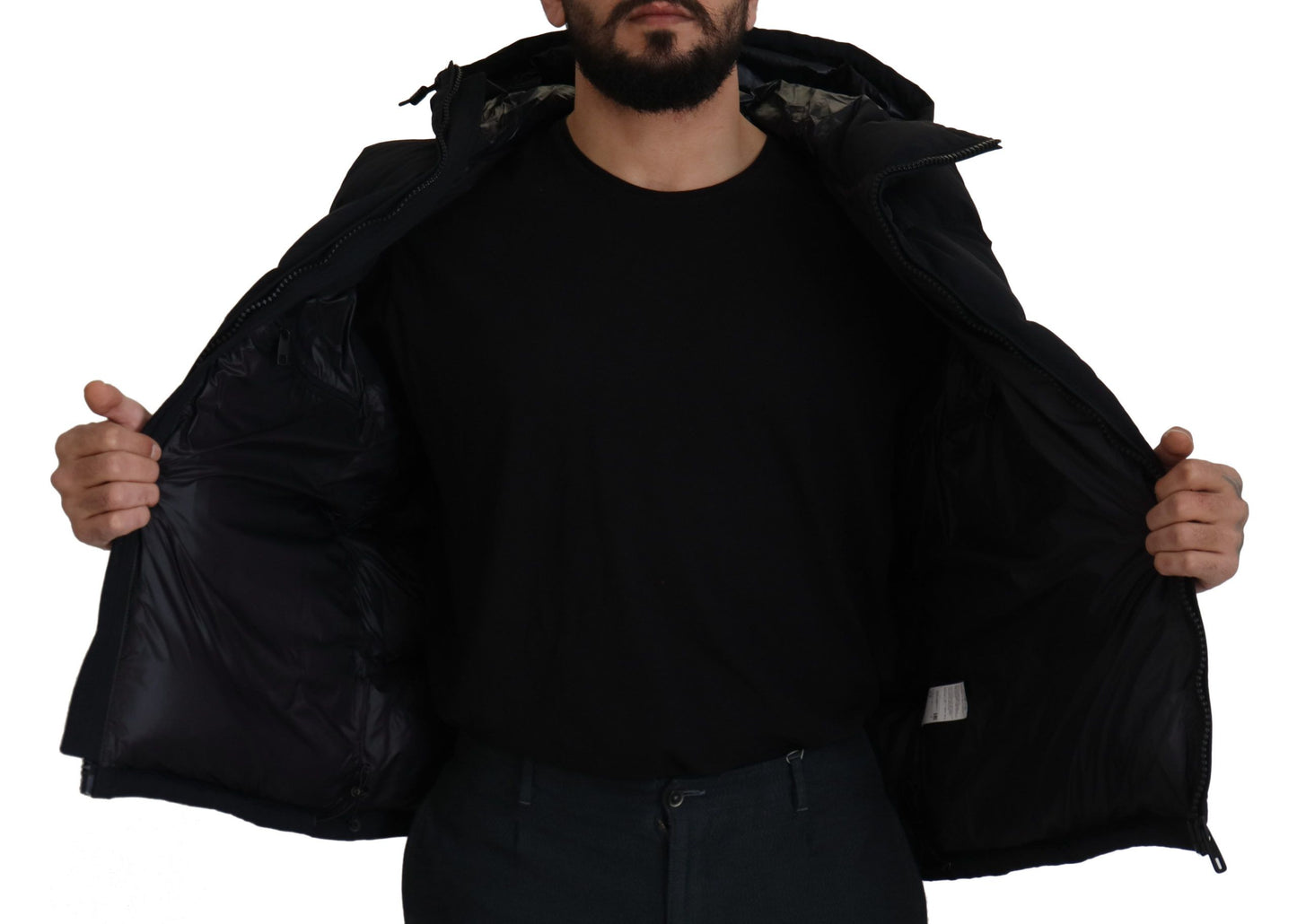 Dolce &amp; Gabbana Schwarze Polyester-Kapuzenjacke mit kurzen Ärmeln