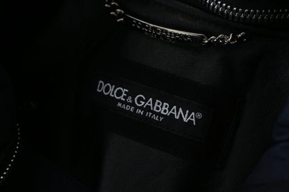 Dolce &amp; Gabbana Blouson-Manteljacke aus schwarzem Polyester mit Kapuze