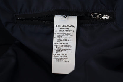 Dolce &amp; Gabbana Blouson-Manteljacke aus schwarzem Polyester mit Kapuze